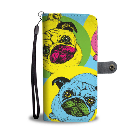 Super cute Pug design wallet phone case