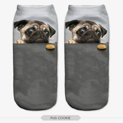 Ankle socks pug design