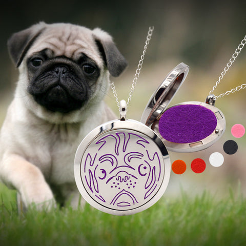 Aromatherapy oil locket pendant with beautiful pug design