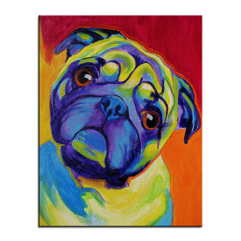 Canvas wall art oil painting print pug